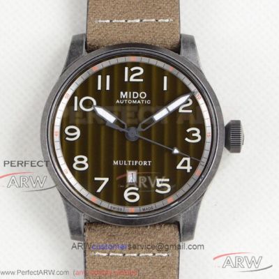 GG Factory Mido Multifort Escape Khaki Dial Black PVD Case 44 MM Automatic Watch M032.607.36.090.00